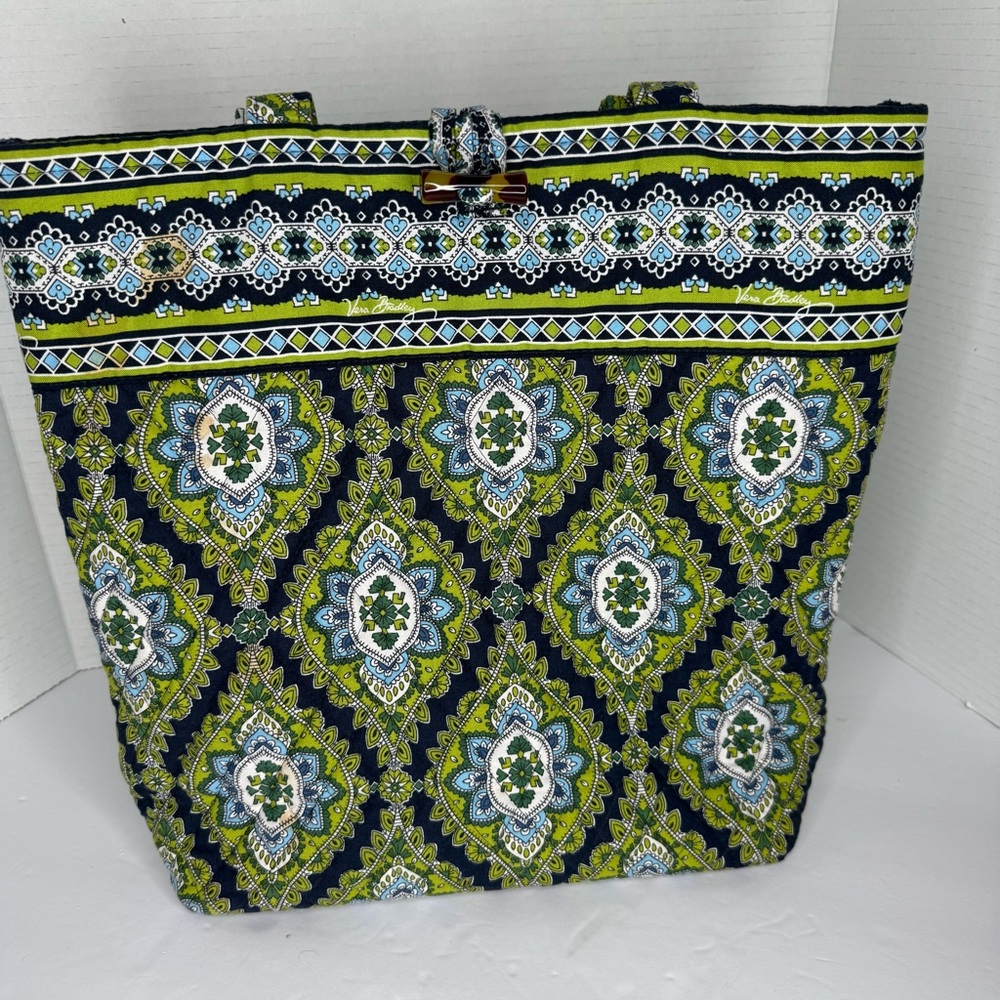Vera Bradley Cambridge Tote Purse Blue Green RETIRED